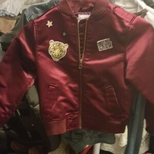 Place Kids Burgundy Pea Coat with Patches